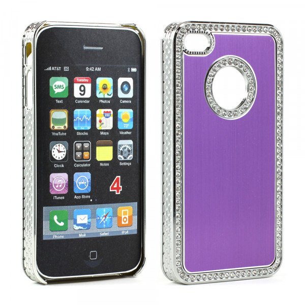 Wholesale iPhone 4 4S Alumnium Diamond Chrome Case (Purple)